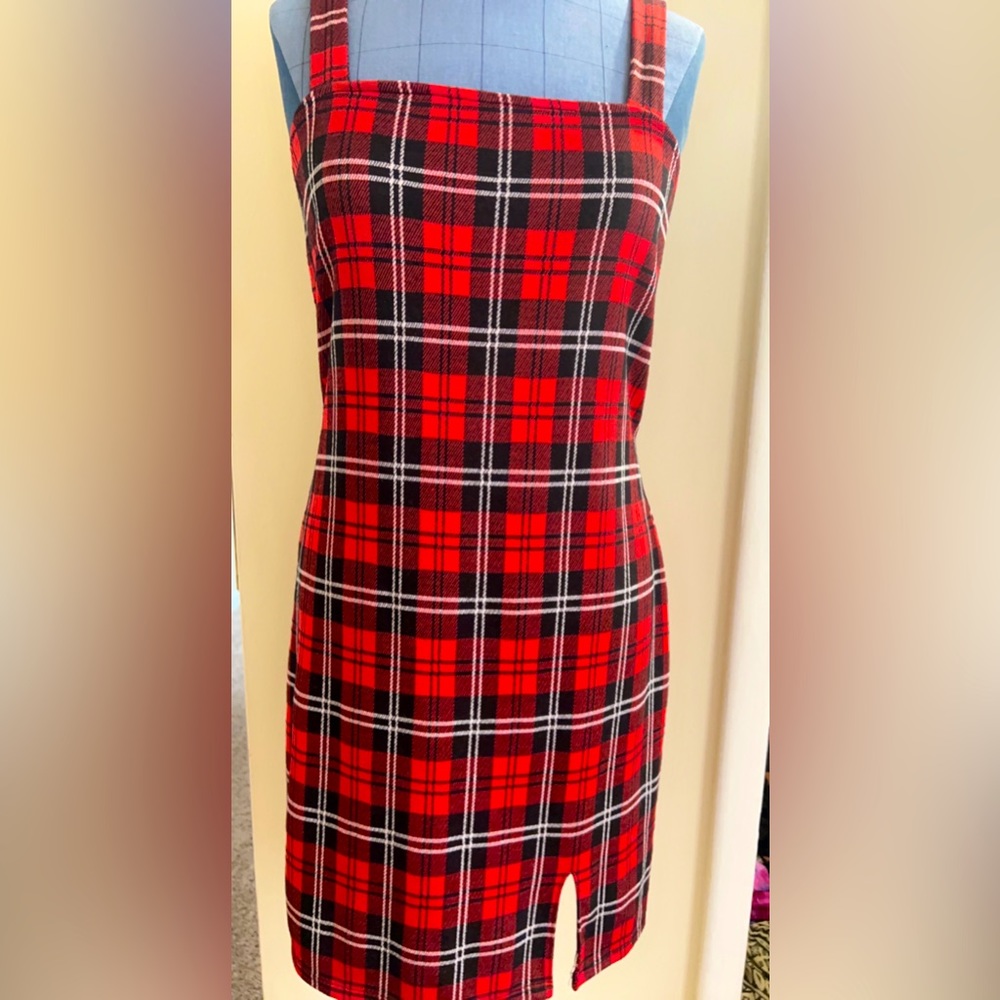 Rue21 | Plaid Dress with Slit | Red | Large |